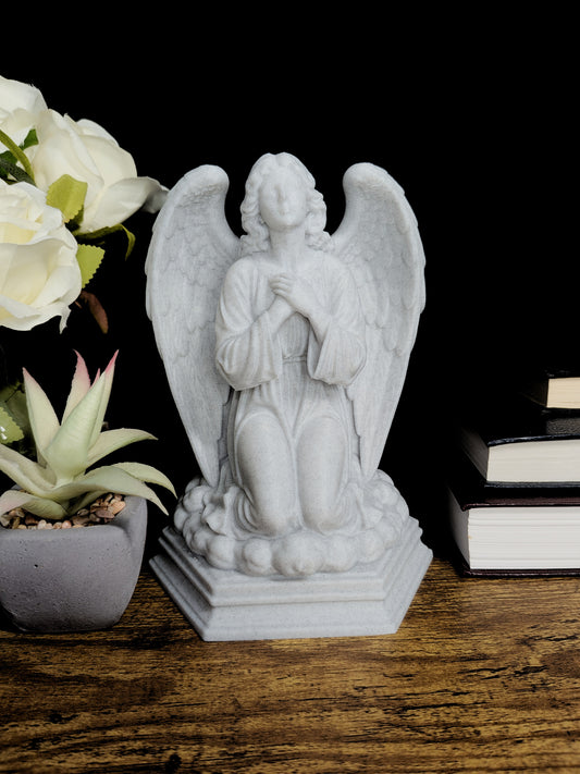 Praying Angel Statue - Marble Style Guardian Angel Sculpture