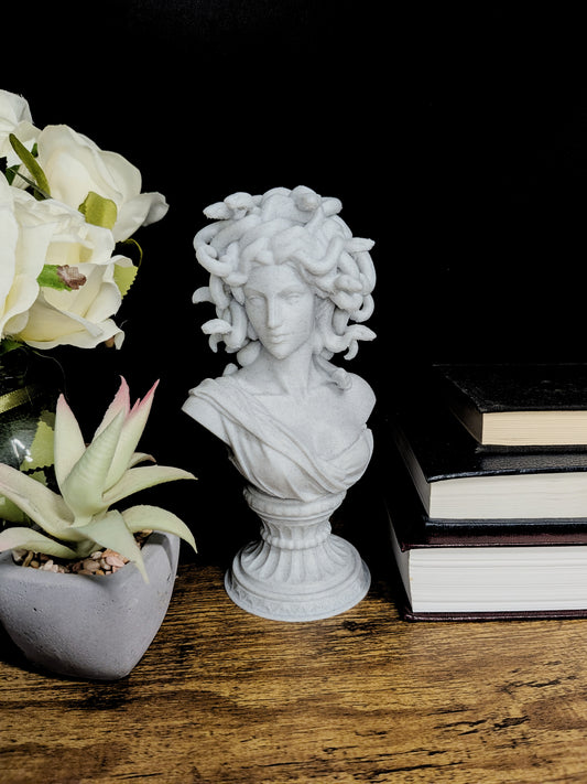 Medusa Bust Statue - Marble Style Greek Mythology Sculpture,
