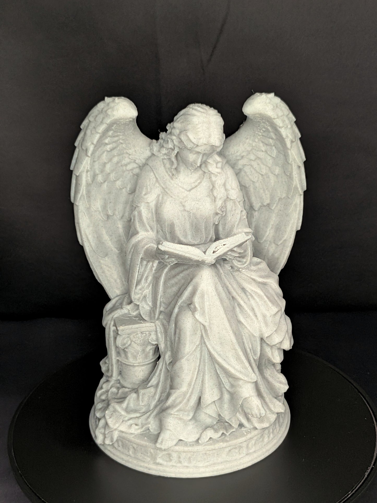 Reading Angel Statue | Marble Style Guardian Angel Sculpture