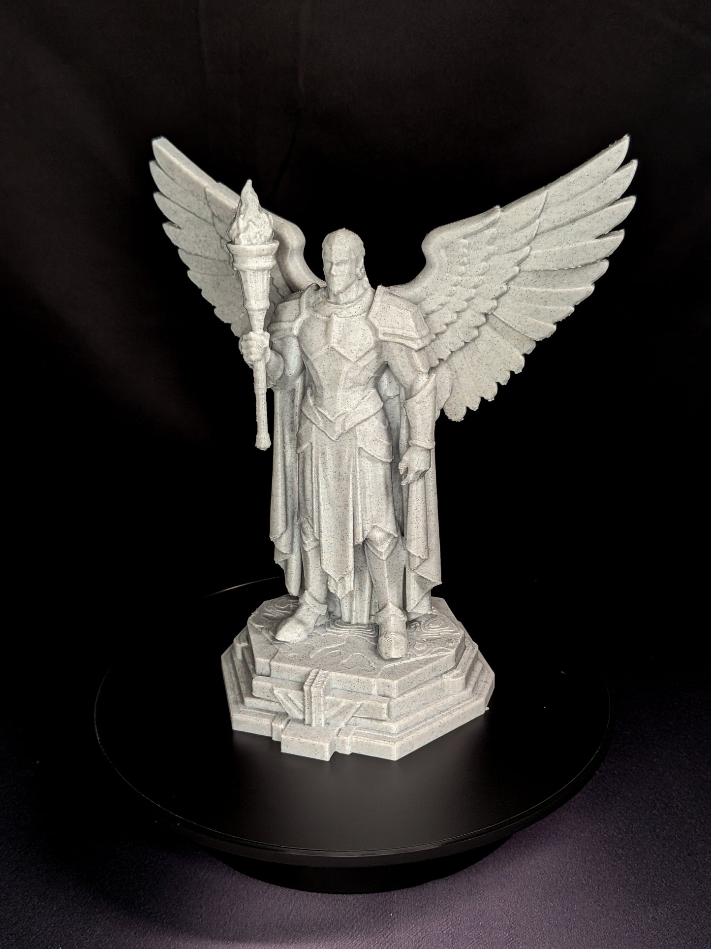 Art Deco Angel Statue - Golden Finish Archangel with Torch Sculpture