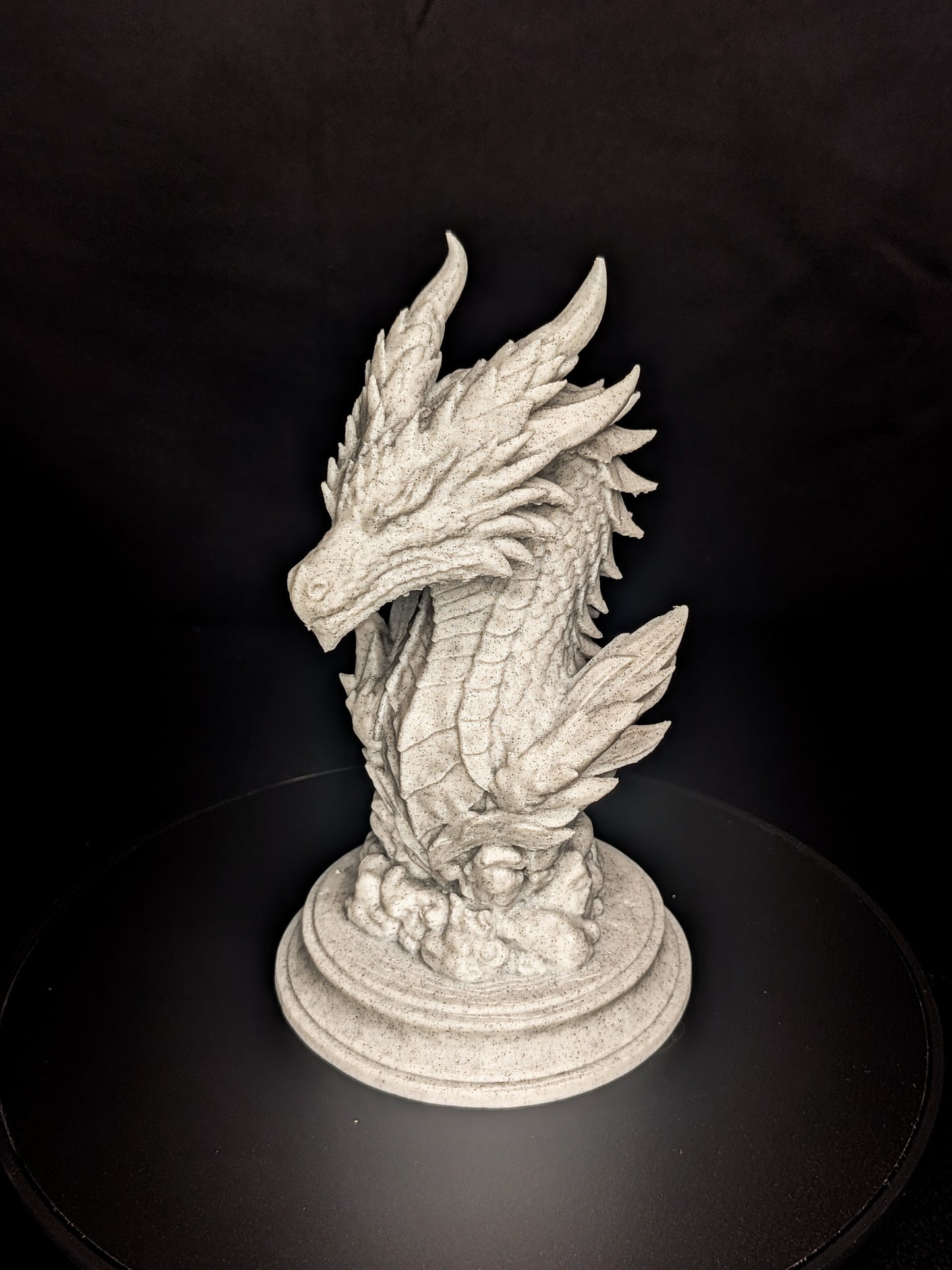 Dragon Guardian Bust - Marble Finish Fantasy Sculpture