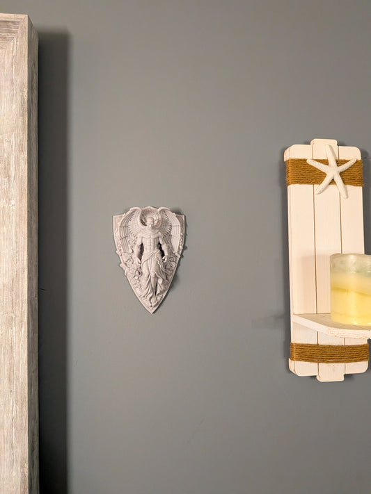 Archangel Wall Art - Marble Style Guardian Angel Wall Relief Sculpture