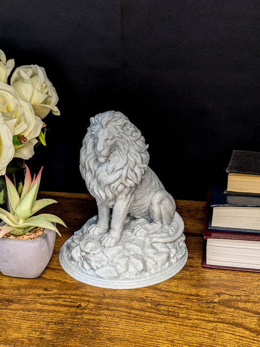 Marble Lion Statue - Regal Guardian Sculpture