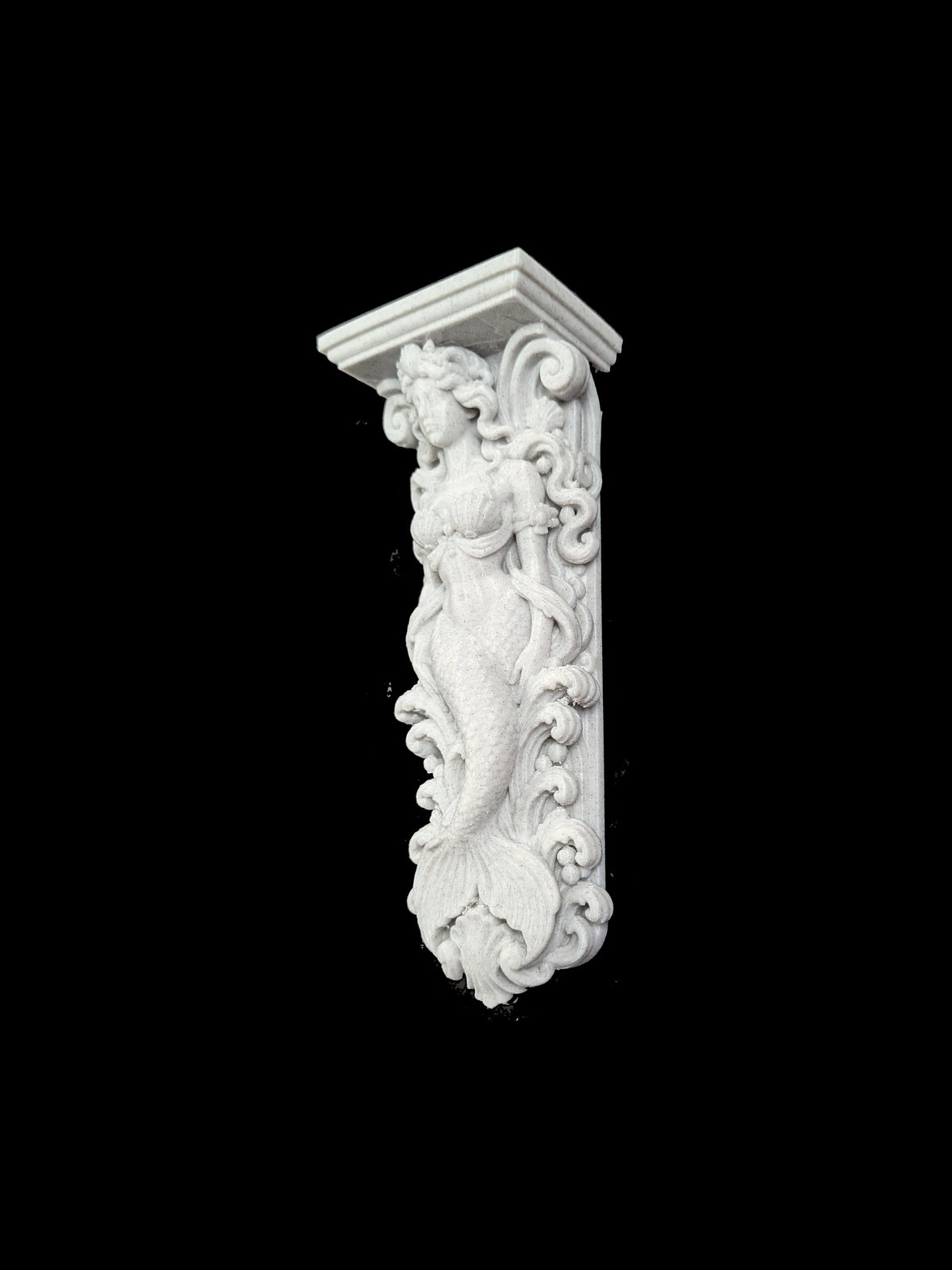 Mermaid Corbel Wall Shelf Bracket - Marble Style Coastal Mermaid Decor