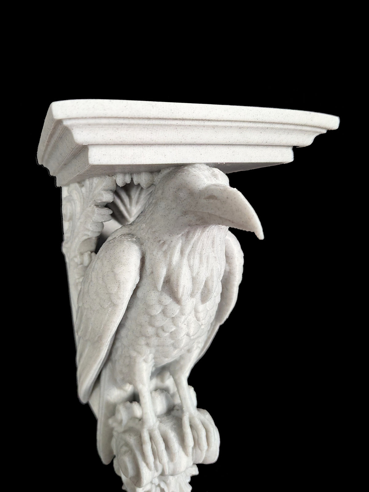 Raven Corbel Wall Shelf Bracket - Marble Style Gothic Bird Decor