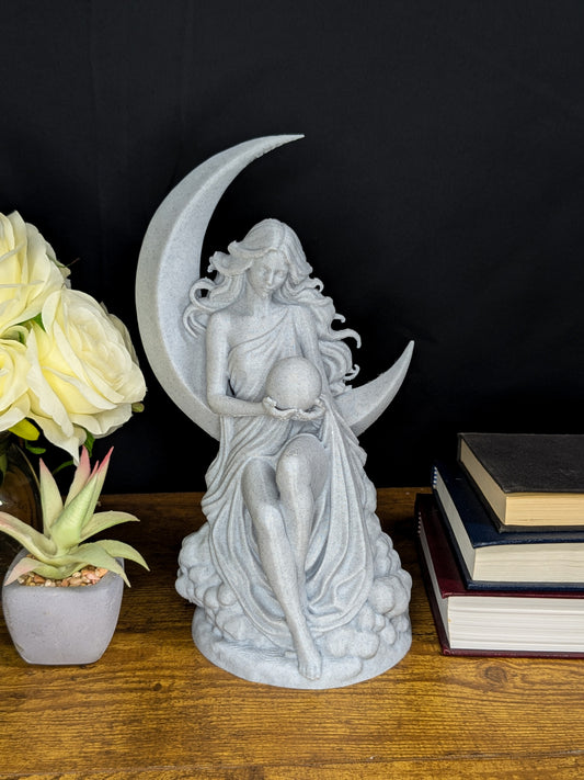 Moon Goddess Statue - Marble Finish Celestial Sculpture