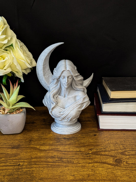 Moon Goddess Bust - Marble Finish Lunar Sculpture