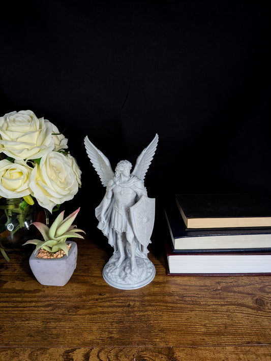 Archangel Michael Statue - Marble Finish Guardian Angel Sculpture