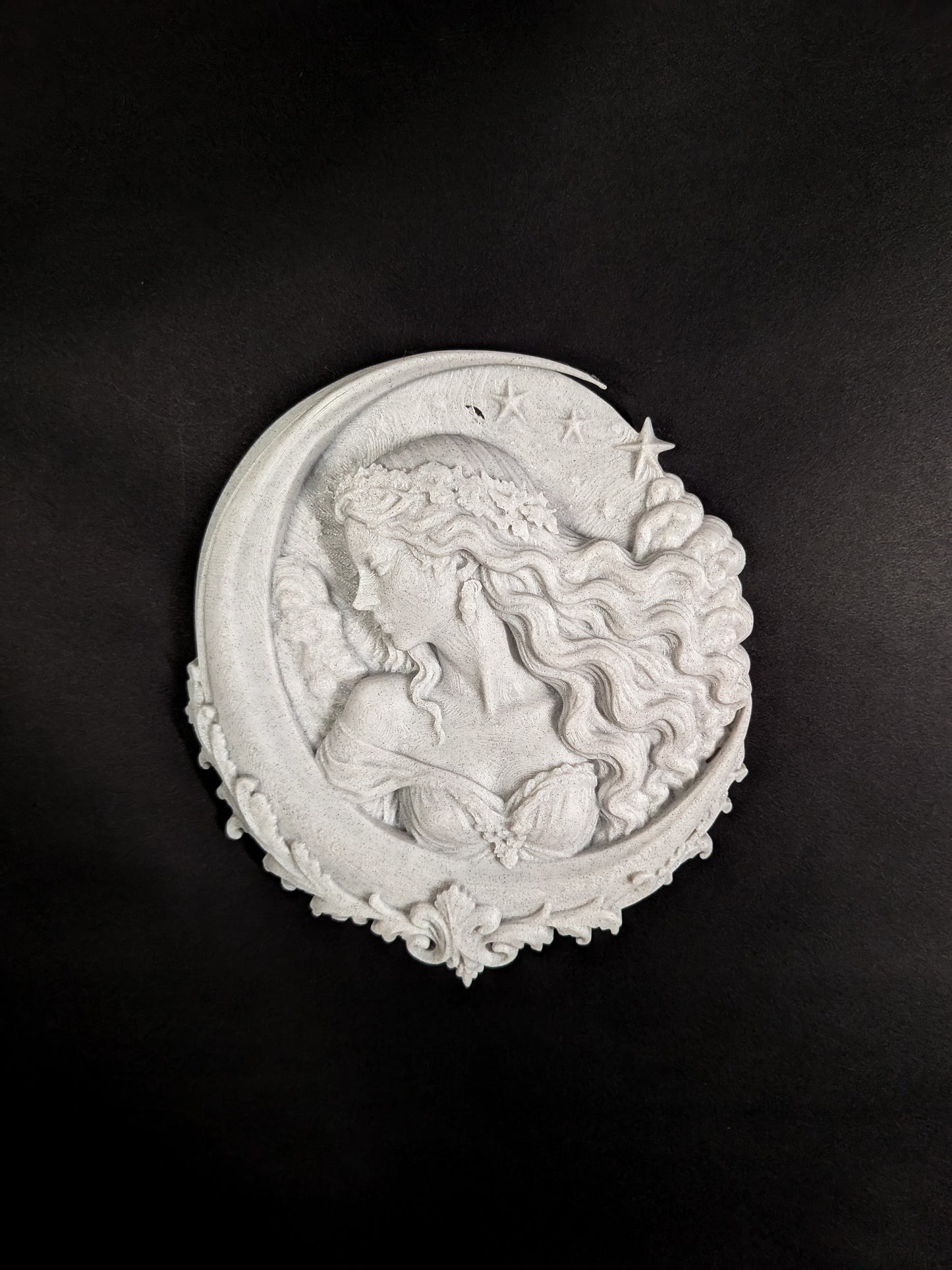 Moon Goddess Wall Relief - Marble Style Celestial Goddess Hanging Art