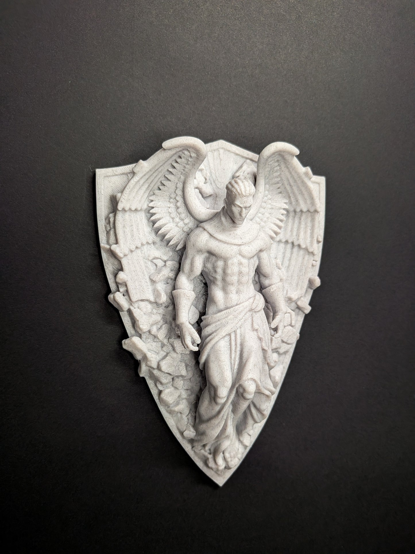 Archangel Wall Art - Marble Style Guardian Angel Wall Relief Sculpture