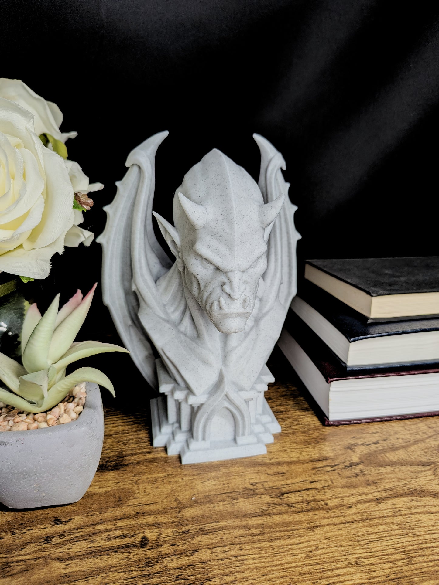 Gargoyle Bust Statue - Marble Style Gothic Gargoyle Sculpture
