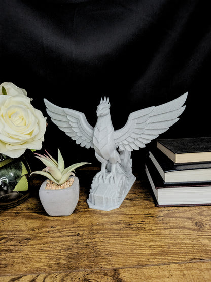 Art Deco Phoenix Statue - Marble Style Mythical Bird Sculpture