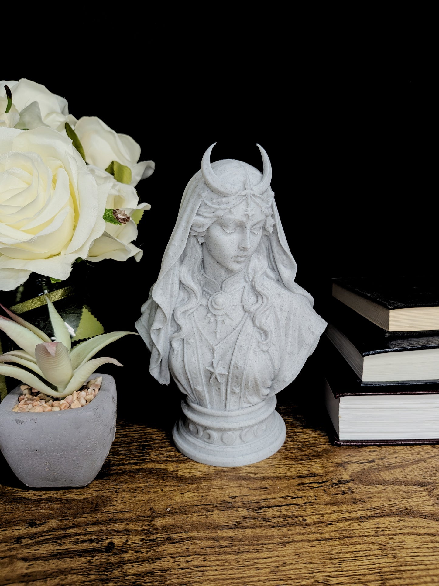Selene Moon Goddess Bust - Marble Style Lunar Sculpture