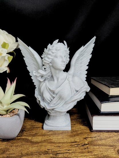 Celestial Angel Bust – Marble Style Winged Goddess Sculpture
