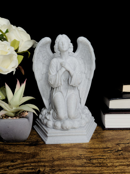 Praying Angel Statue - Marble Style Guardian Angel Sculpture