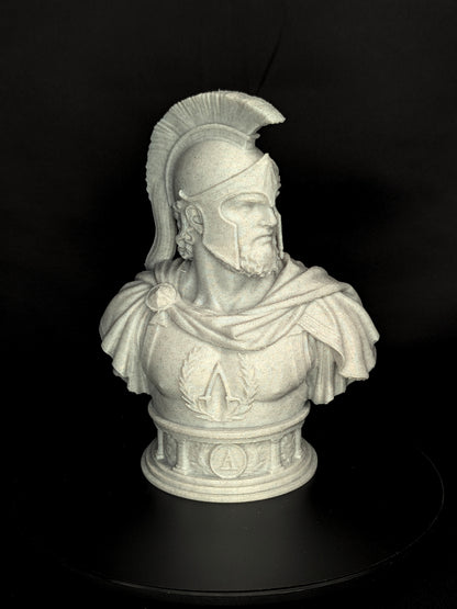 Spartan Warrior Bust - Marble Style Greek Hoplite Sculpture