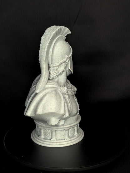 Spartan Warrior Bust - Marble Style Greek Hoplite Sculpture