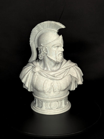Spartan Warrior Bust - Marble Style Greek Hoplite Sculpture