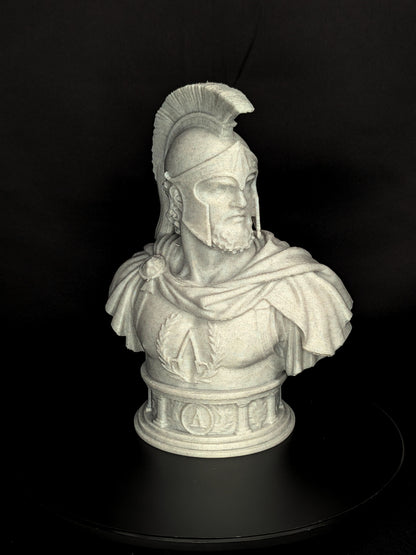 Spartan Warrior Bust - Marble Style Greek Hoplite Sculpture