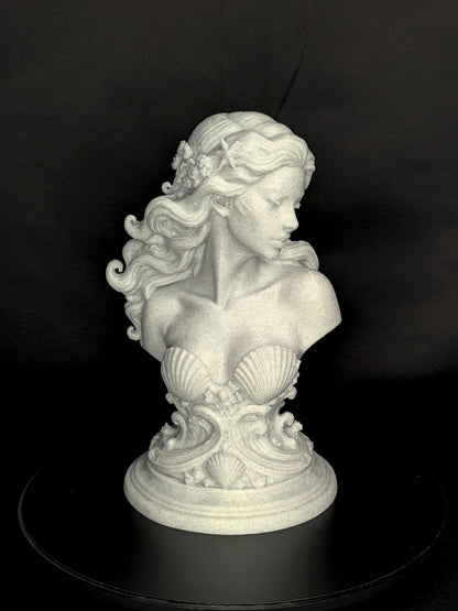 Mermaid Bust Statue - Marble Style Ocean Goddess Sculpture