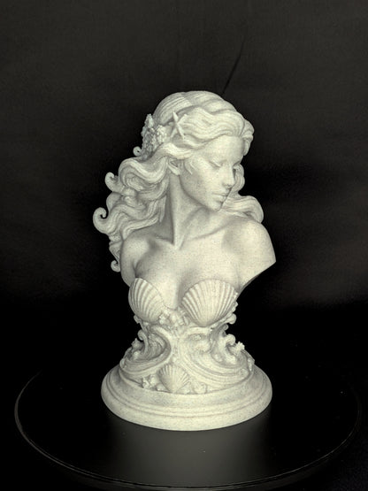Mermaid Bust Statue - Marble Style Ocean Goddess Sculpture