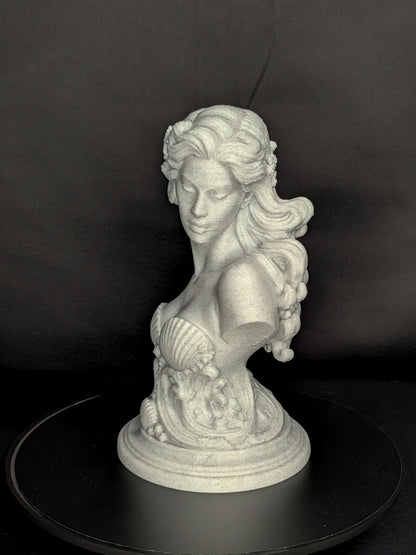 Mermaid Bust Statue - Marble Style Ocean Goddess Sculpture