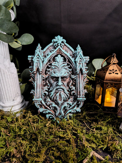 Green Man Wall Relief - Gothic Forest Spirit Sculpture