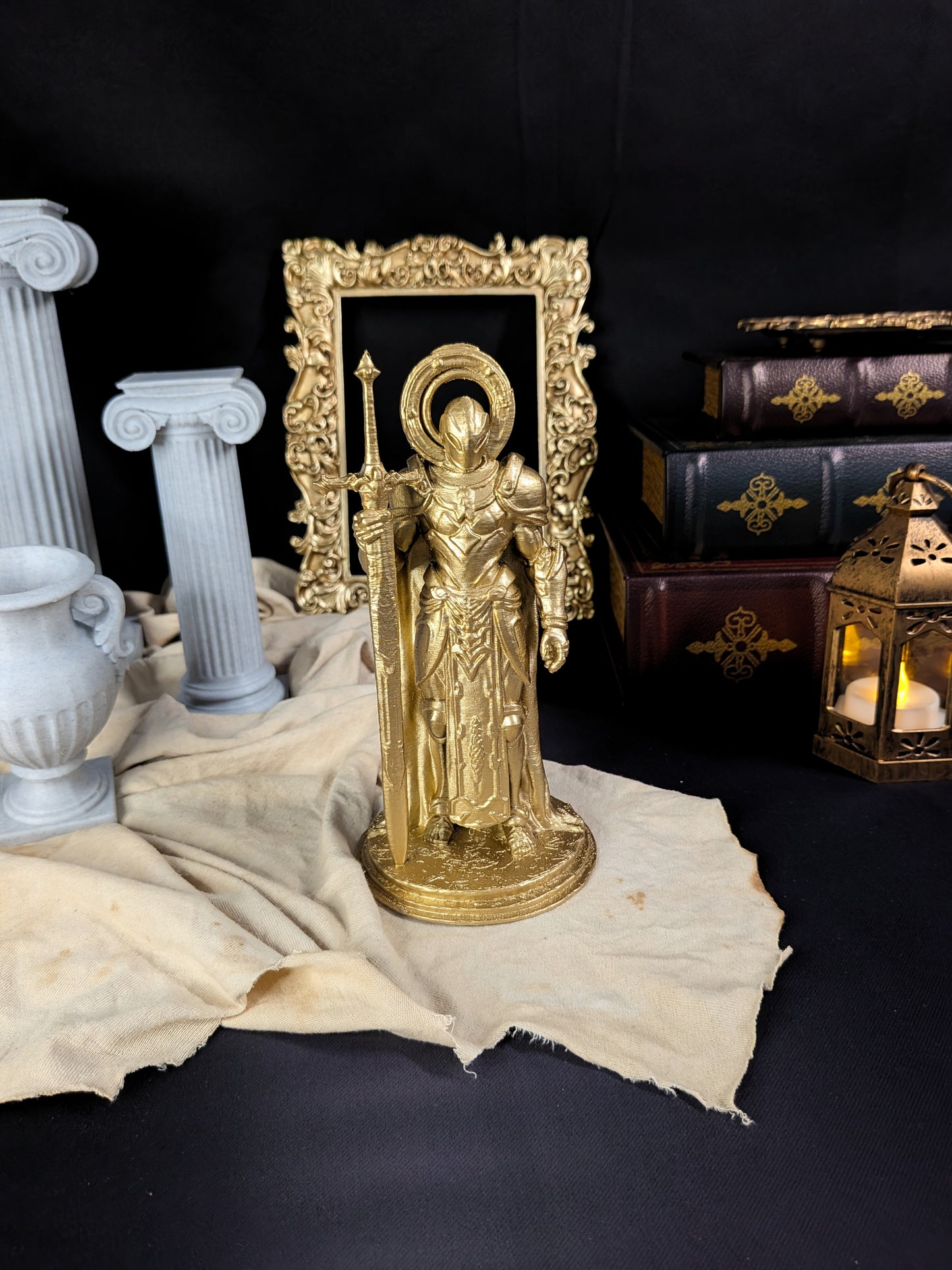 Radiant Paladin Statue - Gold Finish - Fantasy Knight