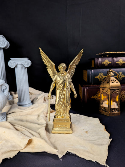 Guardian Angel Statue with Sword - Marble Style Angel Sculpture