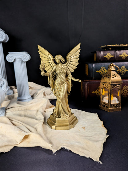 Art Deco Angel Statue with Torch | Guardian Angel Decor