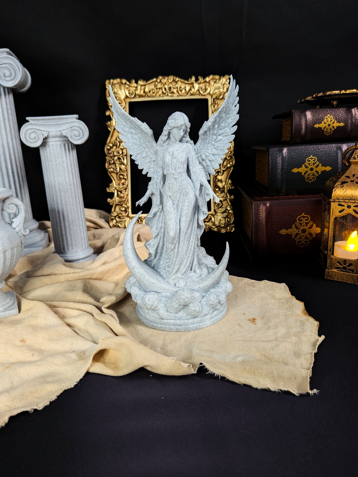 Moon Goddess Angel Statue | Marble Style Celestial Angel Sculpture