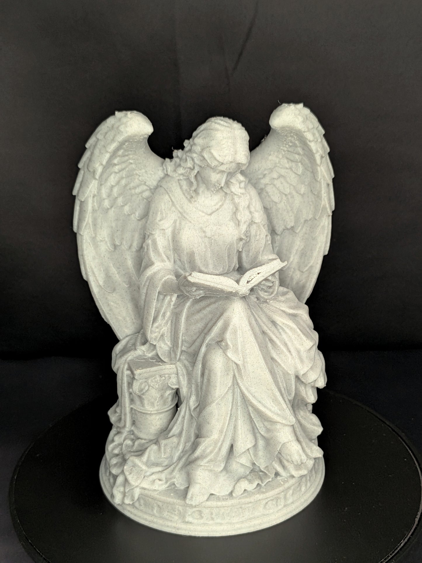 Reading Angel Statue | Marble Style Guardian Angel Sculpture