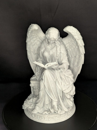 Reading Angel Statue | Marble Style Guardian Angel Sculpture