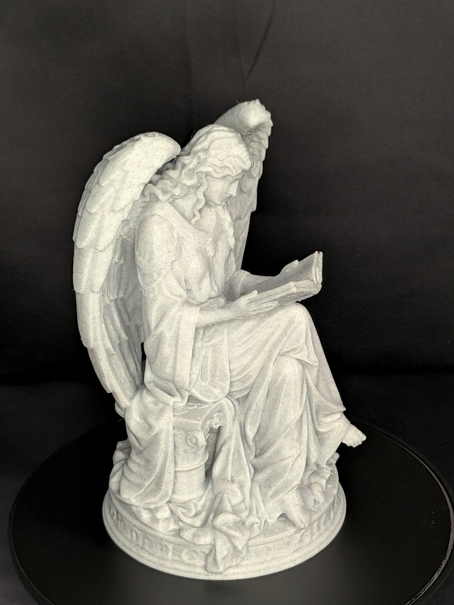 Reading Angel Statue | Marble Style Guardian Angel Sculpture