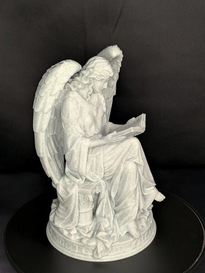 Reading Angel Statue | Marble Style Guardian Angel Sculpture
