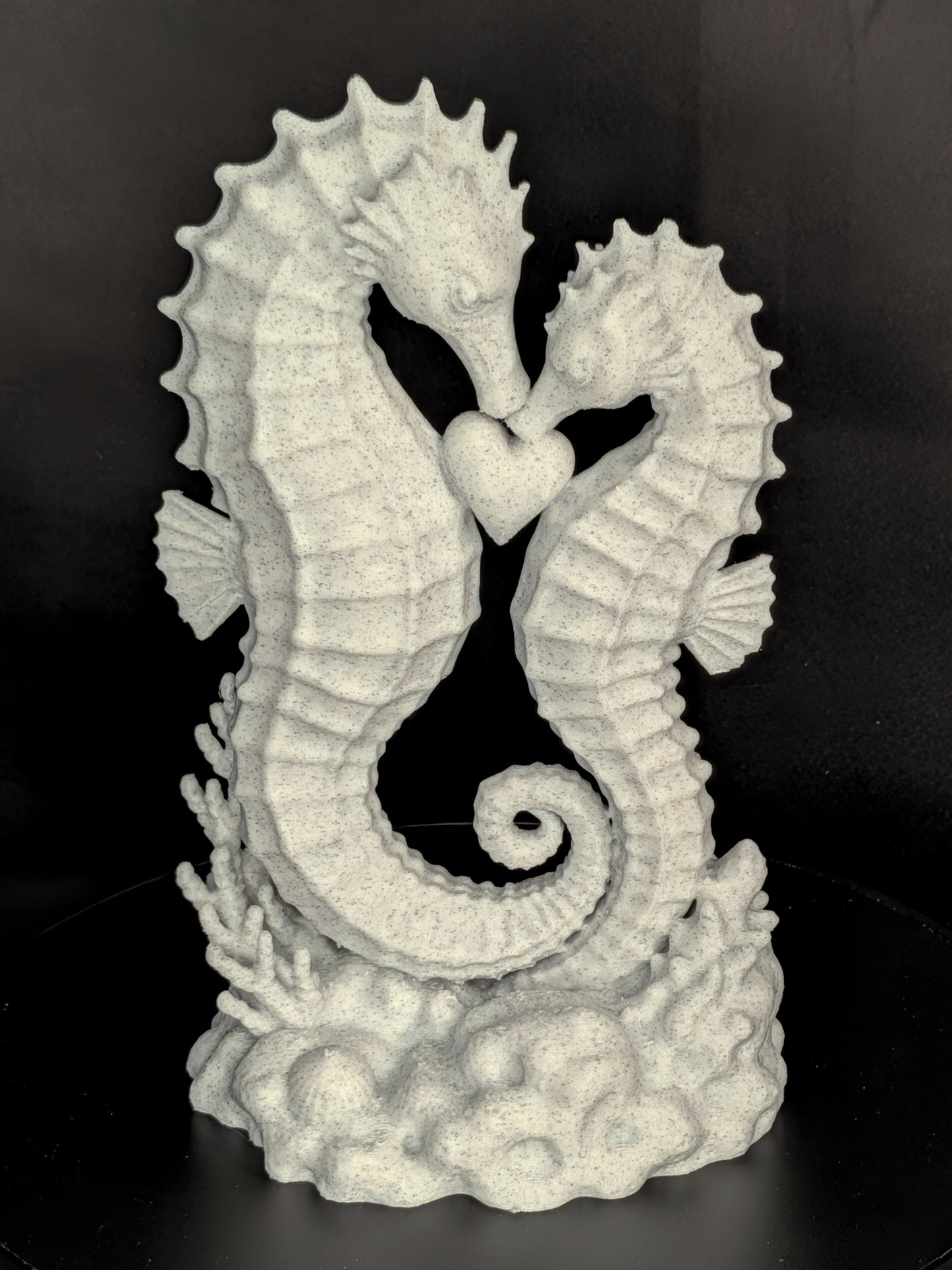 Seahorse Couple Statue | Marble Style Seahorse Sculpture