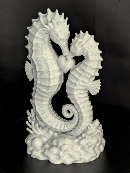 Seahorse Couple Statue | Marble Style Seahorse Sculpture