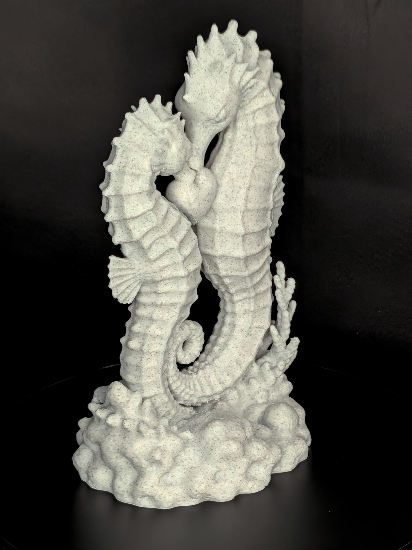 Seahorse Couple Statue | Marble Style Seahorse Sculpture
