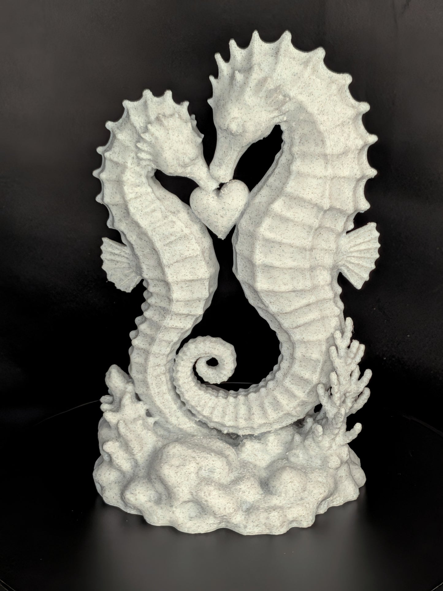 Seahorse Couple Statue | Marble Style Seahorse Sculpture