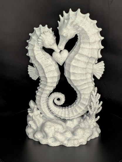 Seahorse Couple Statue | Marble Style Seahorse Sculpture