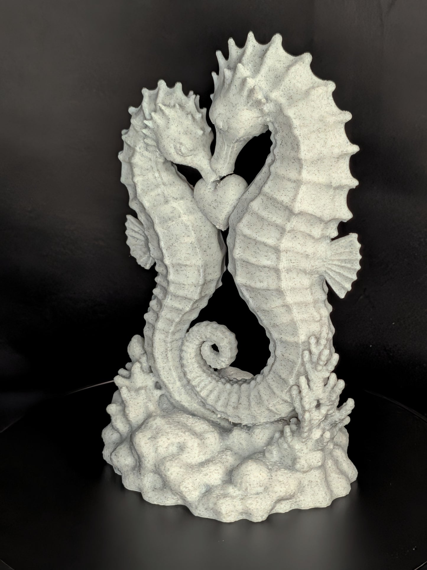 Seahorse Couple Statue | Marble Style Seahorse Sculpture