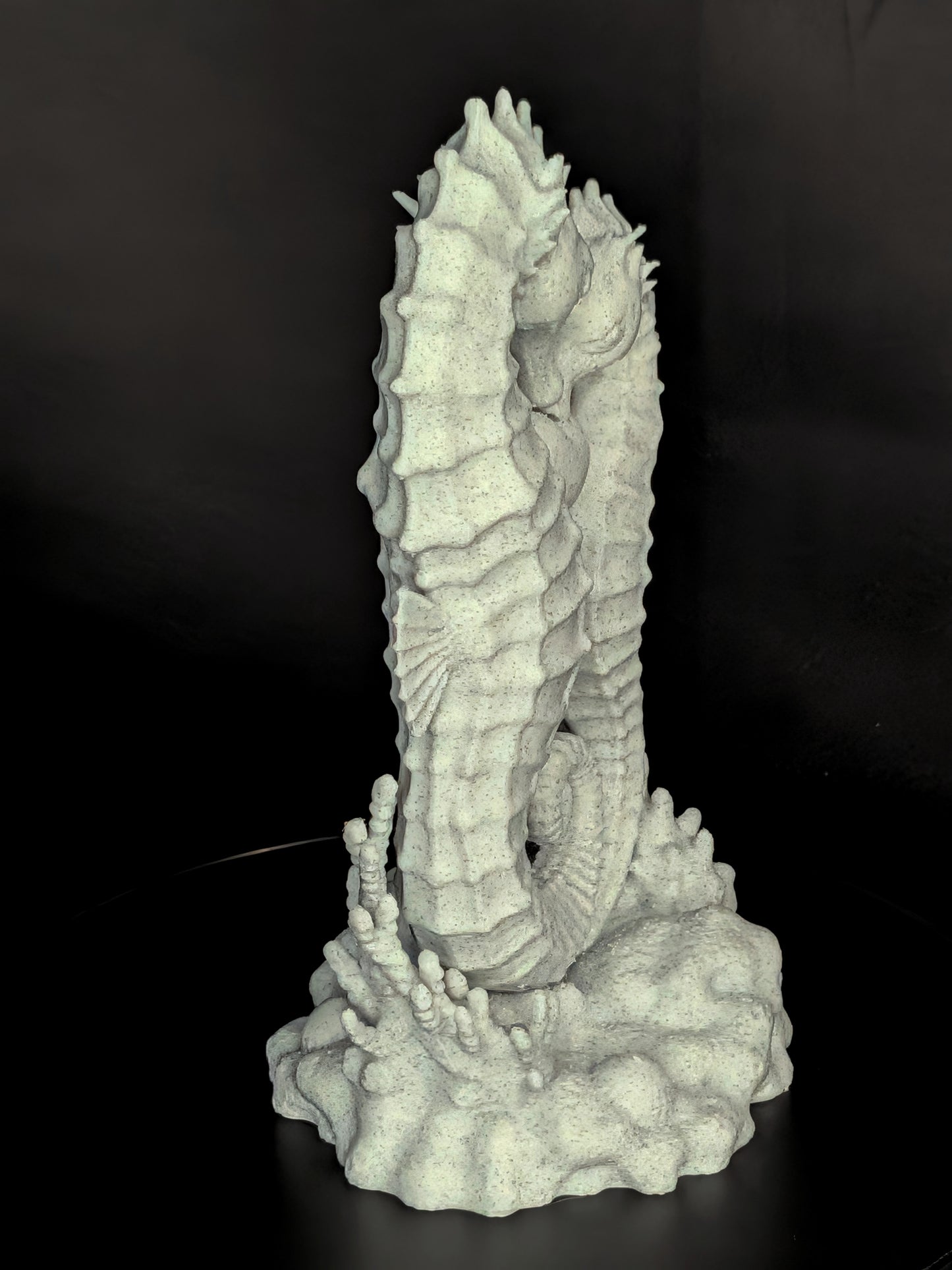 Seahorse Couple Statue | Marble Style Seahorse Sculpture