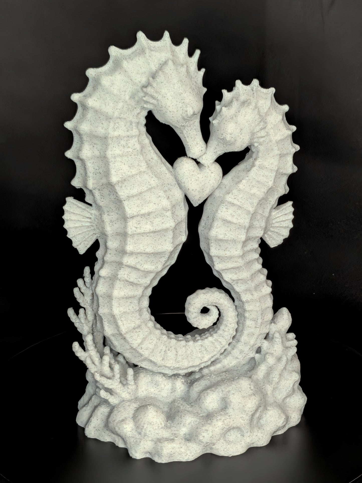 Seahorse Couple Statue | Marble Style Seahorse Sculpture