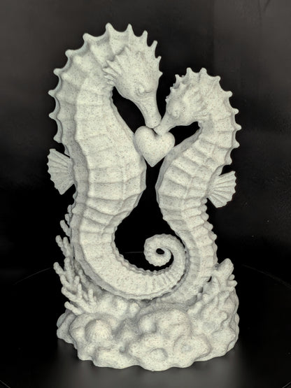 Seahorse Couple Statue | Marble Style Seahorse Sculpture