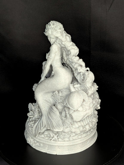 Mermaid Statue with Dolphin & Sea Turtle | Marble Style Ocean Goddess Sculpture