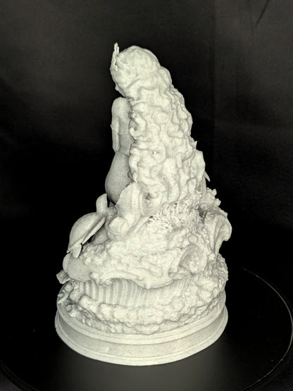 Mermaid Statue with Dolphin & Sea Turtle | Marble Style Ocean Goddess Sculpture
