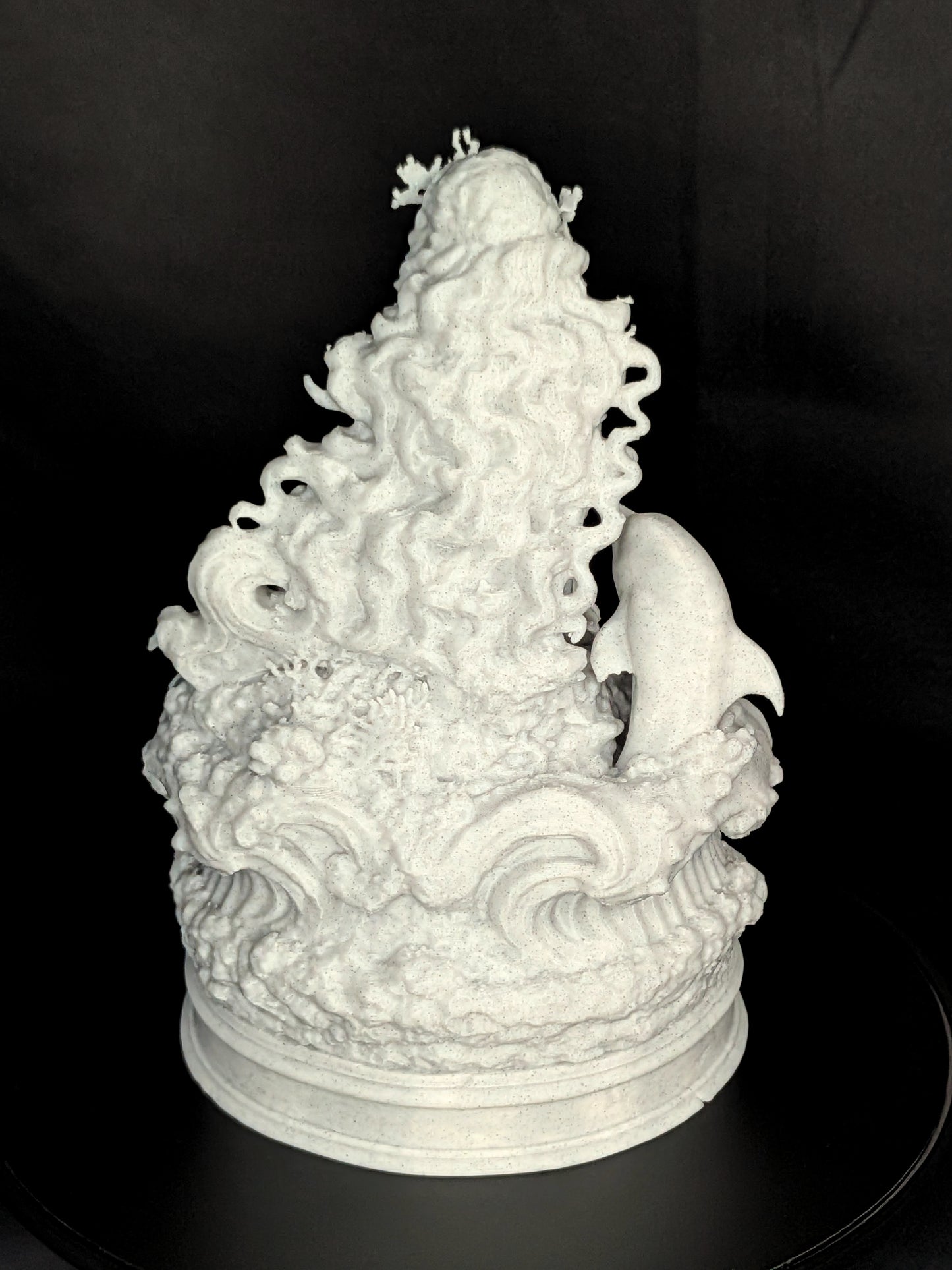 Mermaid Statue with Dolphin & Sea Turtle | Marble Style Ocean Goddess Sculpture
