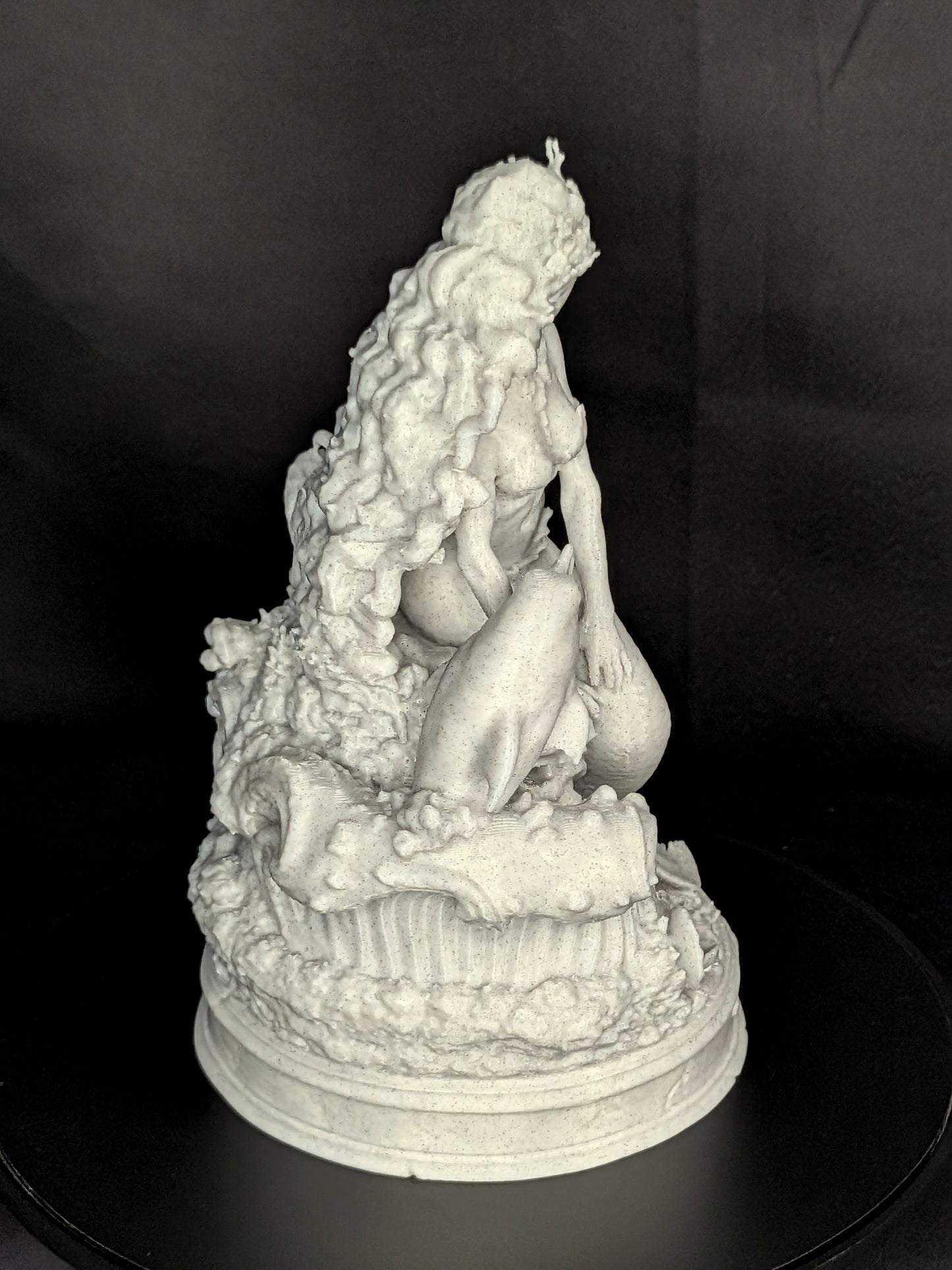 Mermaid Statue with Dolphin & Sea Turtle | Marble Style Ocean Goddess Sculpture