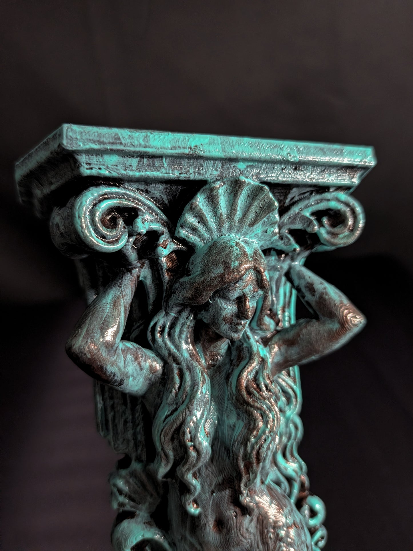 Mermaid Corbel Wall Decor - Marble Finish Coastal Gothic Shelf Bracket