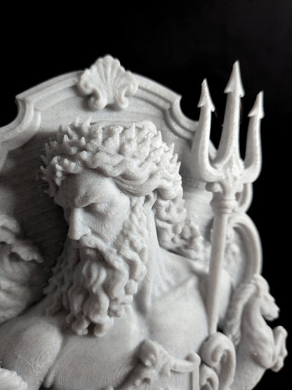Poseidon Wall Relief - Marble Finish Greek Mythology Gothic Wall Art